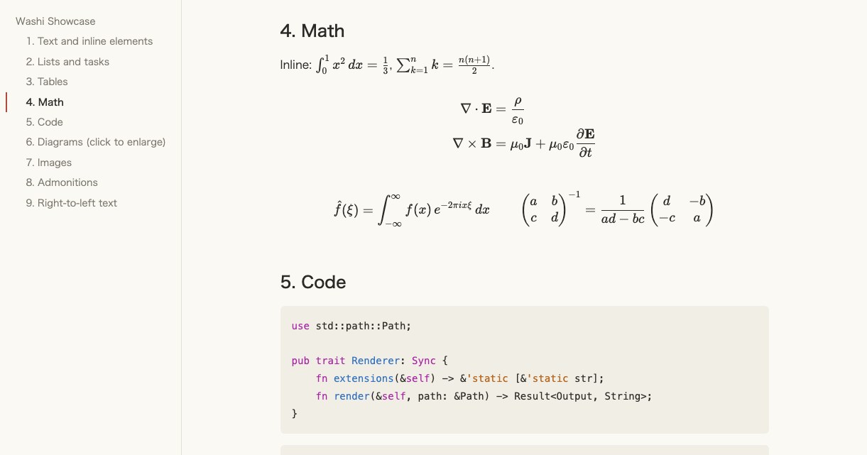 Washi showing a Markdown file